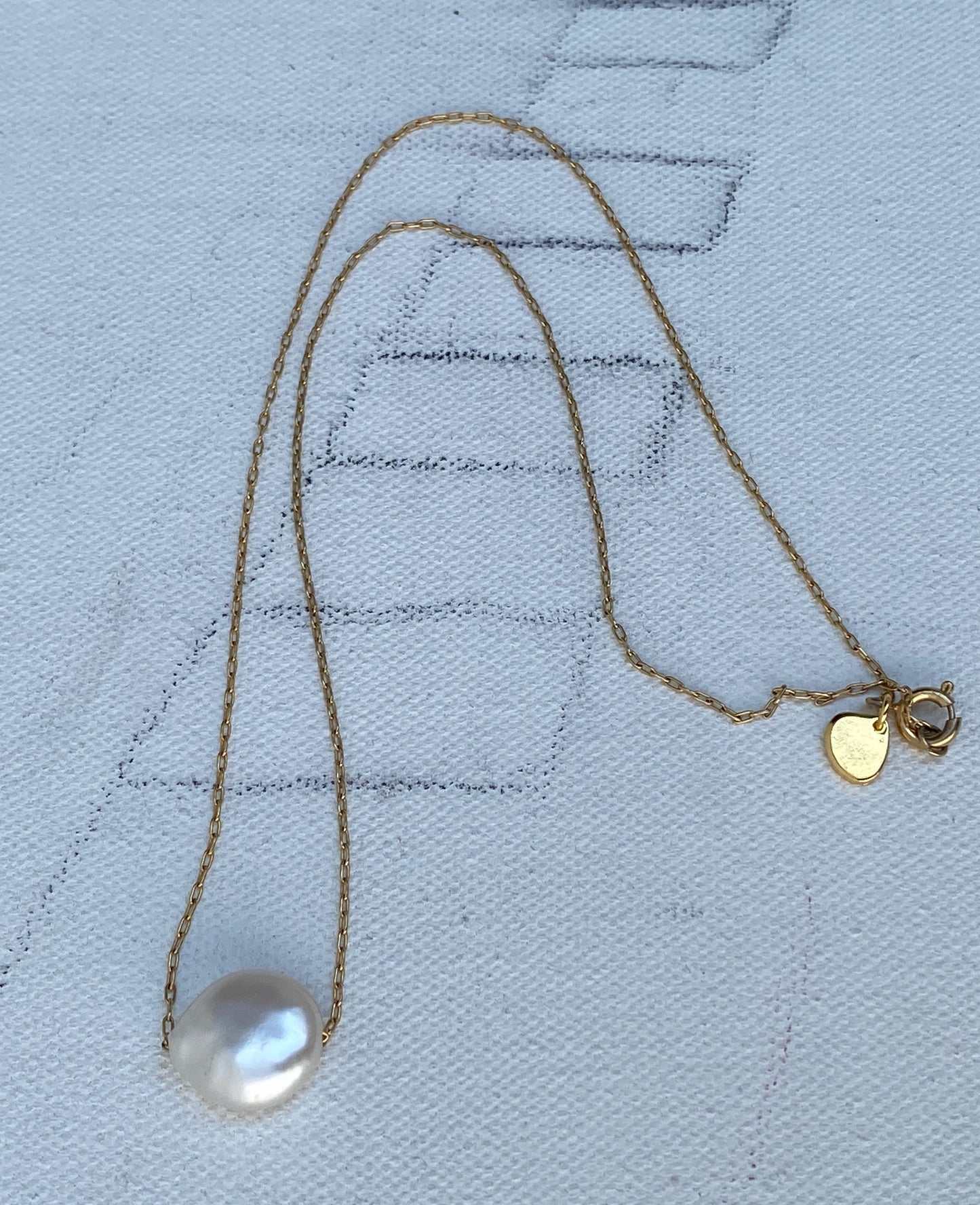 Pearl on gold-filled chain necklace