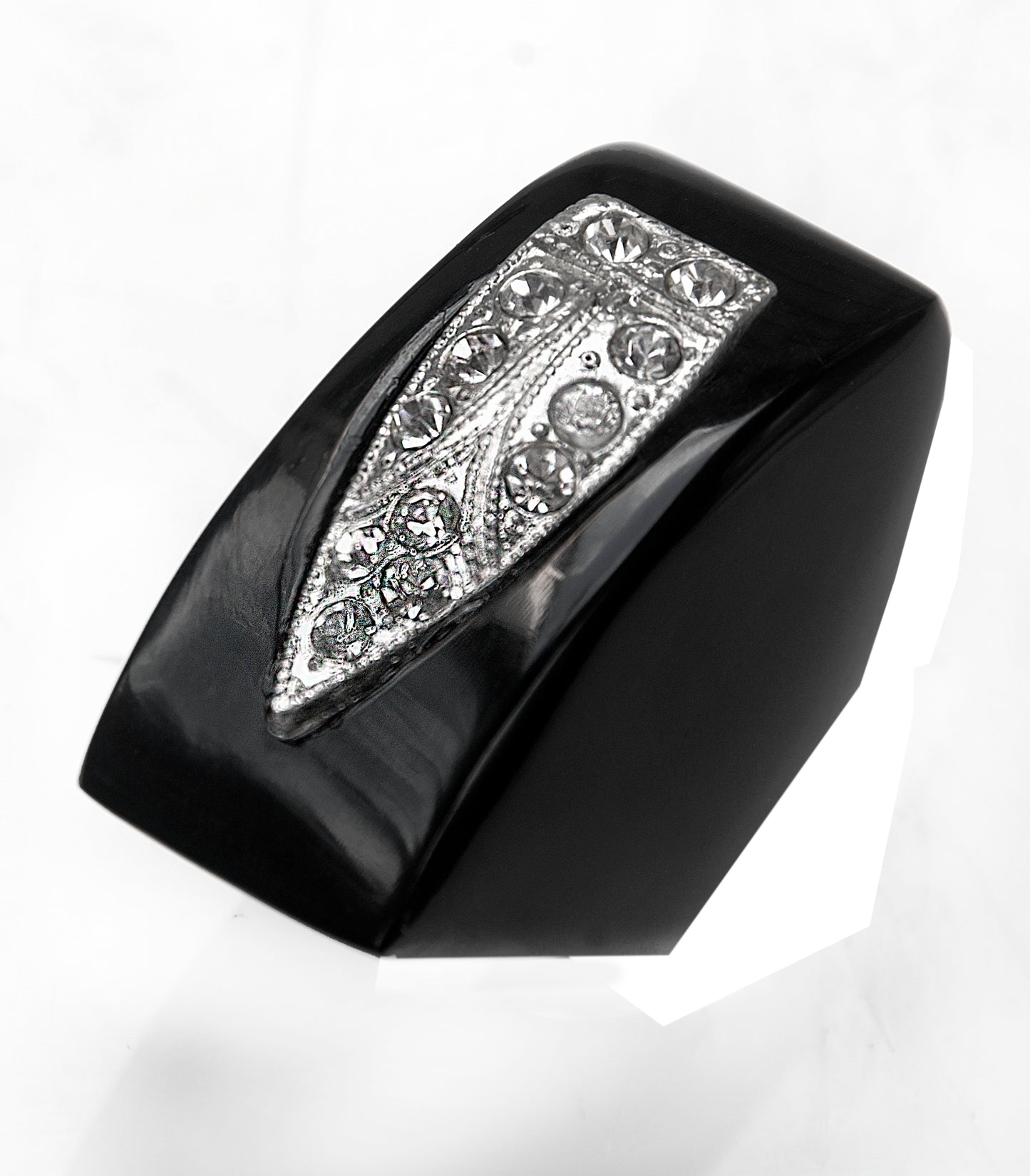 Cocktail black ring with vintage