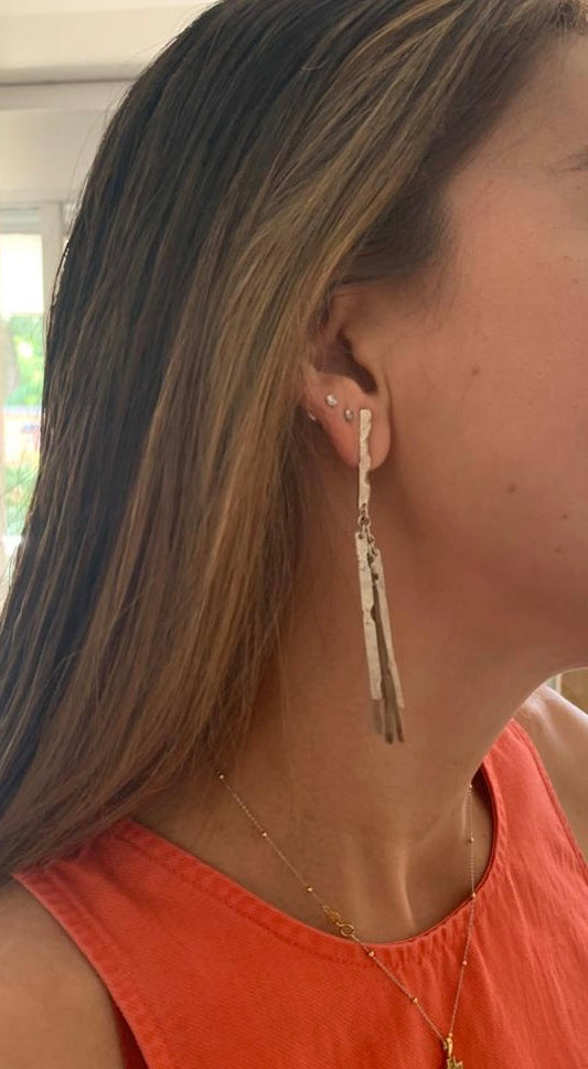 Messy hair earrings