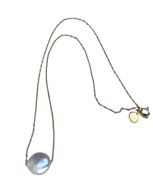 Pearl on gold-filled chain necklace