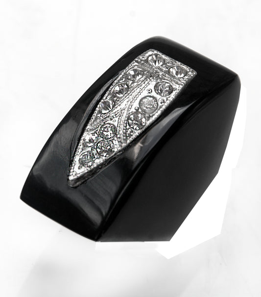 Cocktail black ring with vintage